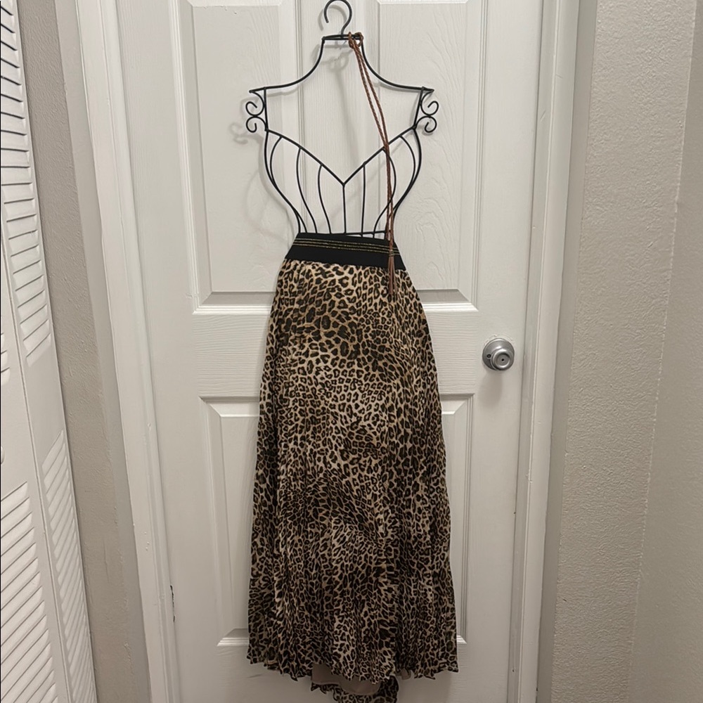 Marina Rinaldi Brown and Black Maxi Skirt A-Line Pleated
